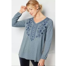 J.Jill Pure Jill Floral Embroidered V-Neck Tunic Size XL NWT picture