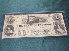 RARE 1855 OHIO, INDIANA & ILLINOIS RAILROAD CO. $1 NOTE CIRCULATED CURRENCY picture