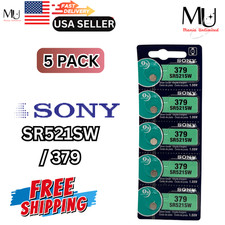 5 x Sony SR521SW 379 AG0 LR521 Silver Oxide Button Battery Expire Date 12/2032 picture