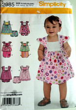 SIMPLICITY PATTERN 2985 DRESS TOP PANTS PANTIES  BABY SIZES XXS-LARGE UNCUT FF picture