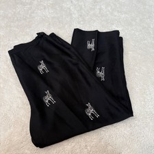 Silkland Womens Silk  Zebra Embroidered Black Pants 10 Resort Vacation Summer picture