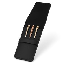 The Antiq Leather Pen Holder, Genuine Case with Tuck-in Flap, Brown Black 3 Pen picture