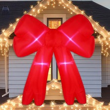 Leyndo 1 Pcs 6ft Bow Christmas Inflatable Outdoor Decor with Light, Red picture