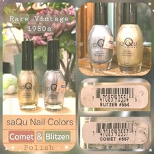 2 Vintage 1980s Rare Nail Polish SaQa Salon Quality Comet #557 Blitzen #554 Lot picture