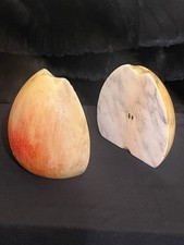MCM Vintage Italian Alabaster Split Apple Bookends Firm Prof G Bessi Volterra picture