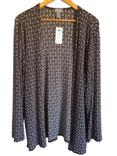 New Chico's Travelers Stamped Geometric Fluid Jacket Size 4/XXL Topper Chocolat picture