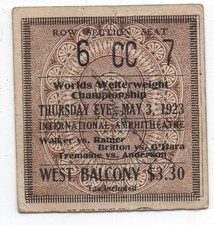 Rare 1923 Boxing Ticket from the World's Welterweight Championship Fight   picture