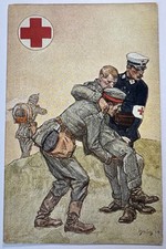 Germany 1916 Red Cross Postcard WW1 Letter Deutsches Reich Briefmarken Stamps picture