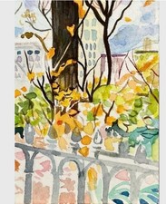ACEO Art Card Print Of Original NYC park Fall Watercolor From LinkNYC picture