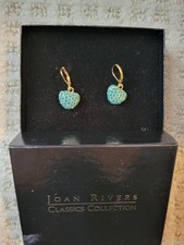 Joan Rivers Fashion Jewelry Blue Huggies Hoops With Gold Detailing picture