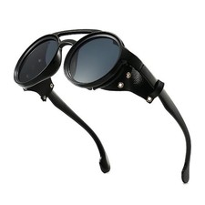 Retro Round Goth Steampunk Sunglasses Side Shields Unisex Finnegan Glasses picture