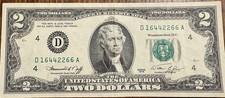1976 $2 Two Dollar Bill Good Condition D Series Circulated picture
