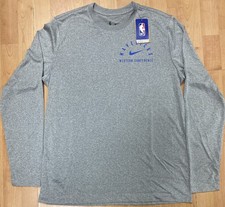 Nike Dallas Mavericks Dri Fit  Mens Large Gray NBA Long Sleeve Tee Shirt New picture
