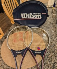 A PAIR of Vintage Wilson Extra II Midsize Tennis Rackets W/ Covers NEAR MINT picture