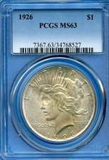 1926 P PCGS MS63 Peace Silver Dollar $1 US Mint Better Date 1926-P MS-63 picture