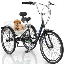 EOYOBIKE 26in 7 Speed Adult Tricycle 3 wheel Trike Cruiser Tricycle w/ Basket picture
