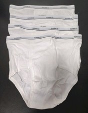 VTG Hanes Men's White Classic Briefs with Logo Waistband - 4 Pack - Size M 32-34 picture