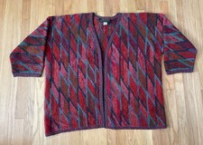 Vintage Peruvian Connection Knit Cardigan Wrap Sweater, 100% Cotton, size L picture