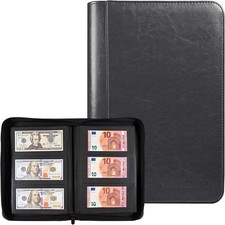Currency Album with 180 Pockets - Expandable 3-Ring Binder Currency Organizer w picture