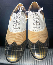 FootJoy Icon Men's Leather Plaid Spiked Golf Shoes Lace Up US 12 M EU 48 picture