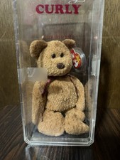 Ty Beanie Babies Curly Teddy Bear Plush Retired Vintage 1996 DOB Tag Case picture