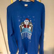 Let It Snow Holiday Gag Long Sleeve Shirt - Blue -Used - M picture