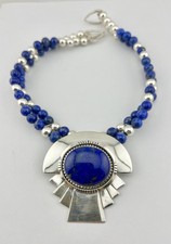 HUGE Carol Felley Southwest Sterling Silver Lapis Lazuli Ball Necklace 112.3g picture