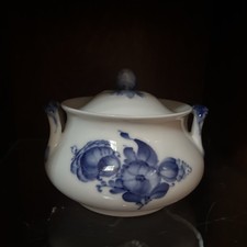 Vtg Royal Copenhagen Blue Flowers Covered Sugar Bouillion Bowl Hand Painted  picture