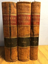 Chitty On Pleading - 3 Vol. Set (1855, 12th Am. Ed.) HC Leather - Rare Find picture