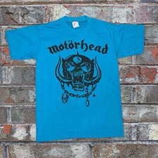 Rare Vintage single stitch HEF-T Tee Jays Motörhead blue Graphic T-Shirt Size S picture