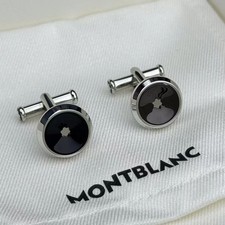 Montblanc Round Cufflinks - Stainless Steel with Blackd&White Stars - No box picture