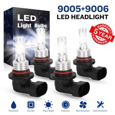 9005 9006 LED Headlights Kit Combo Bulbs 6500K High Low Beam Super White Bright picture