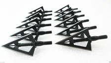 12Pcs Hunting Broadheads Stainless Steel Black Whirlwind 3-Blade Cut  Arrow Tip picture