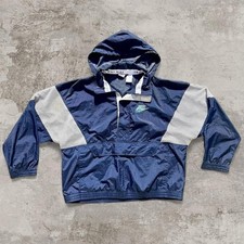 Vintage Nike Big Swoosh Half Zip Anorak Windbreaker Jacket L Navy picture