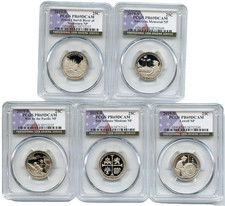 2019 S National Parks 5 Coin Quarter Set PCGS PR69DCAM Special Flag Label picture