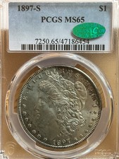 1897 S Morgan Silver Dollar PCGS MS 65 CAC, Beautiful High Grade Coin picture