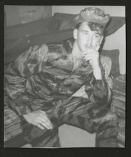 Vintage Vietnam War Era US Soldier Photograph Tiger Stripe Camo Uniform Barracks picture