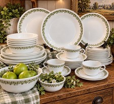 Vintage Corelle Crazy Daisy Spring Blossom Green 33 Pc Dinnerware Set Corning picture