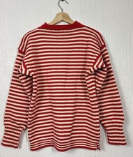 Vintage Le Tricoteur  Guerney Red Ivory Stripe Sweater  100% British Wool  38 picture