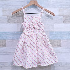 Habitual Kid Eyelet Floral Lace Bow Front Dress White Circles 100% Cotton Girl 5 picture