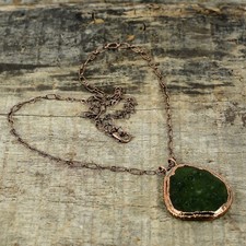 Moldavite Gemstone Electroformed Pendant Copper Handmade Jewelry For Women 1.65