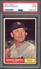 1961 Topps #300 Mickey Mantle PSA 2 Vintage Yankees HOF Baseball Card (1887) picture