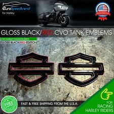 Custom Tank Emblems Fit Harley CVO Gloss Black Red Metal 3D Road Glide Set of 2 picture