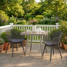 Aoodor Patio Modern Dining Chairs Outdoor Plastic Cafe Chairs Set of 2, Coffee picture