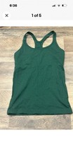 Lululemon Ebb To Street Tank Top Everglade Green Ribbed Size 6 Built In Bra picture