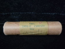 1951 P OBW Lincoln Wheat Cent Penny Rolls w/ anti-tarnish wrapping | See Pics picture