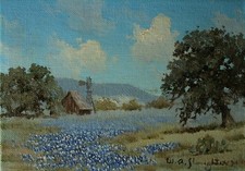 W. A. Slaughter (USA 1923-2003 Dallas) Spring Landscape with Flower Field. picture