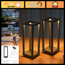 Set of 2 Cordless Waterproof LED Table Lamps - Black Outdoor Desk Lighting picture