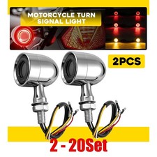 2-20x Motorcycle LED DRL Turn Signal Light Indicator Amber Red Chrome Front Rear picture