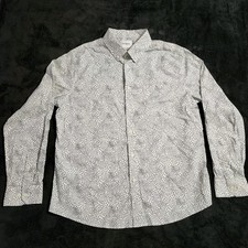 Goodfellow & Co Dress Shirt Size XL Slim Fit White Black Small Print Stretch picture